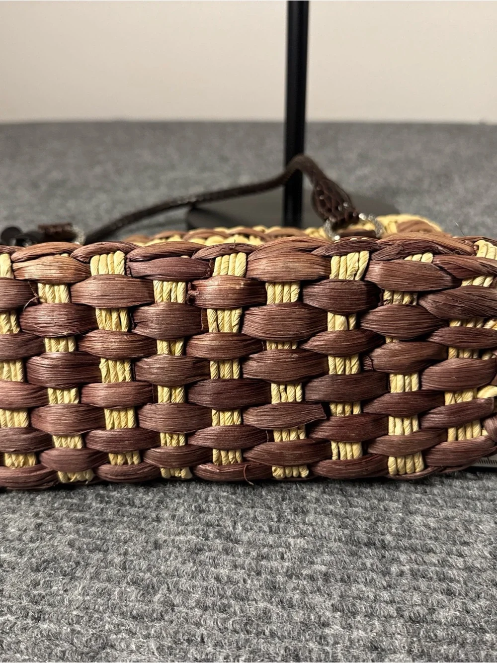 Brighton Woven Raffia & Croc Embossed Leather Purse Floral Lining Boho Beach